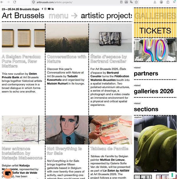 Art Brussels 2026, BELGIUM -  23 > 26 April, 2026 @artbrussels