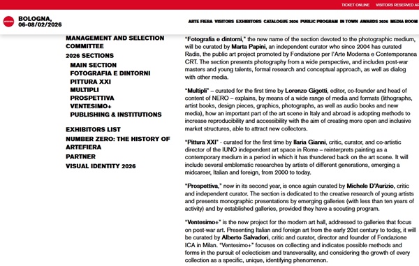 ARTEFIERA 2026, Bologna, ITALY - 6 > 8 February, 2026 @artefiera