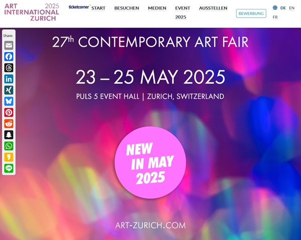 click to enlarge- double click to reduce 20 galleries at ART INTERNATIONAL Zurich 2025 SWITZERLAND - 23 > 25 May, 2025 @artfairzurich