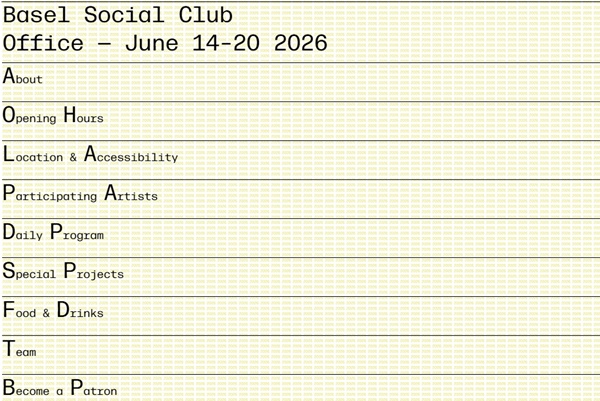 358 artists at Basel Social Club 2026, Basel SWITZERLAND -  June 14 > 20, 2026 @BaselSocialClub