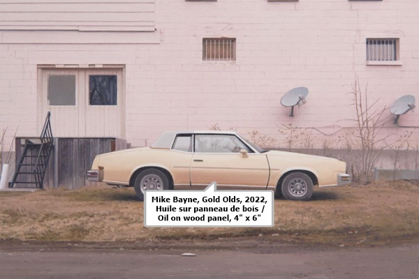 click to enlarge- double click to reduce Mike Bayne, Gold Olds, 2022, Huile sur panneau de bois / Oil on wood panel, 4 x 6