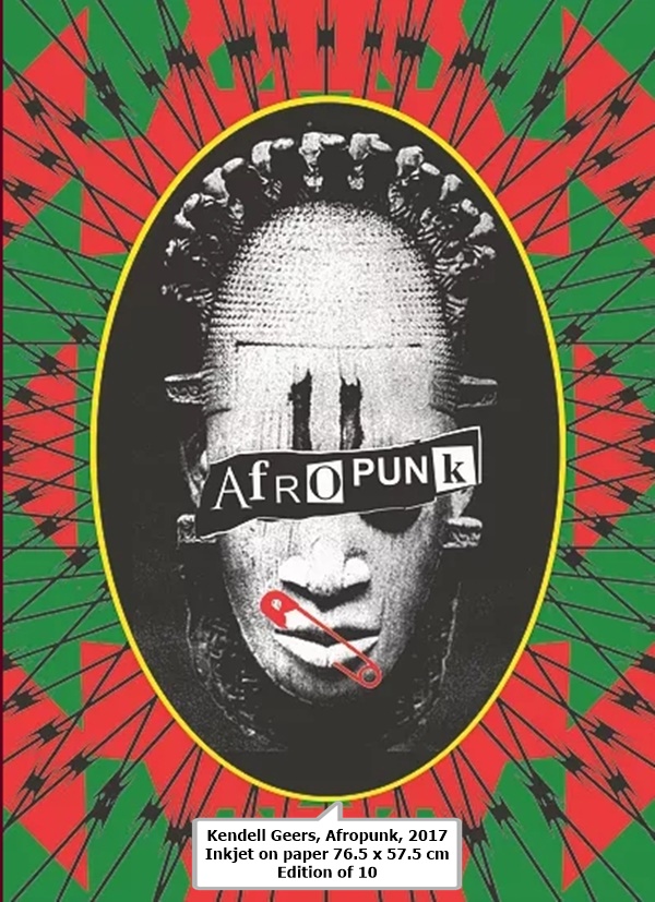 Kendell Geers, Afropunk, 2017

Inkjet on paper

76.5 x 57.5 cm

Edition of 10