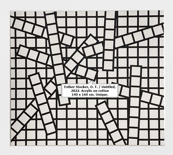Esther Stocker, O. T. / Untitled, 2022. Acrylic on cotton 140 x 160 cm. Unique. 