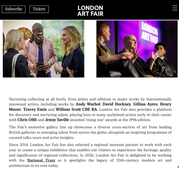 London Art Fair 2026, UNITED KINGDOM - 21 > 25 January, 2026 @londonartfair