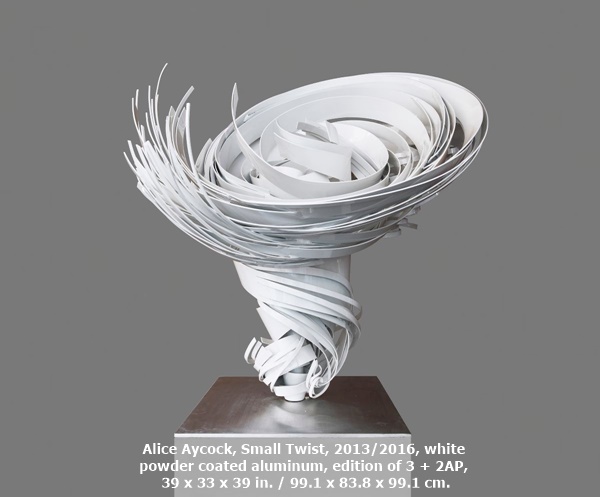 Alice Aycock, Small Twist, 2013/2016, white powder coated aluminum, edition of 3 + 2AP, 39 x 33 x 39 in. / 99.1 x 83.8 x 99.1 cm. 