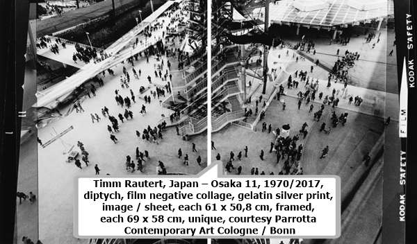 Timm Rautert, Japan – Osaka 11, 1970/2017, diptych, film negative collage, gelatin silver print, image / sheet, each 61 x 50,8 cm, framed, each 69 x 58 cm, unique, courtesy Parrotta Contemporary Art Cologne / Bonn