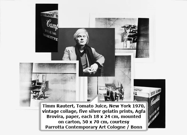 Timm Rautert, Tomato Juice, New York 1970, vintage collage, five silver gelatin prints, Agfa Brovira, paper, each 18 x 24 cm, mounted on carton, 50 x 70 cm, courtesy Parrotta Contemporary Art Cologne / Bonn

