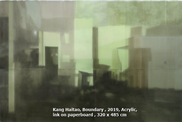 Kang Haitao 康海涛, Boundary 界, 2019, Acrylic, ink on paperboard 纸板丙烯， 320 x 485 cm
