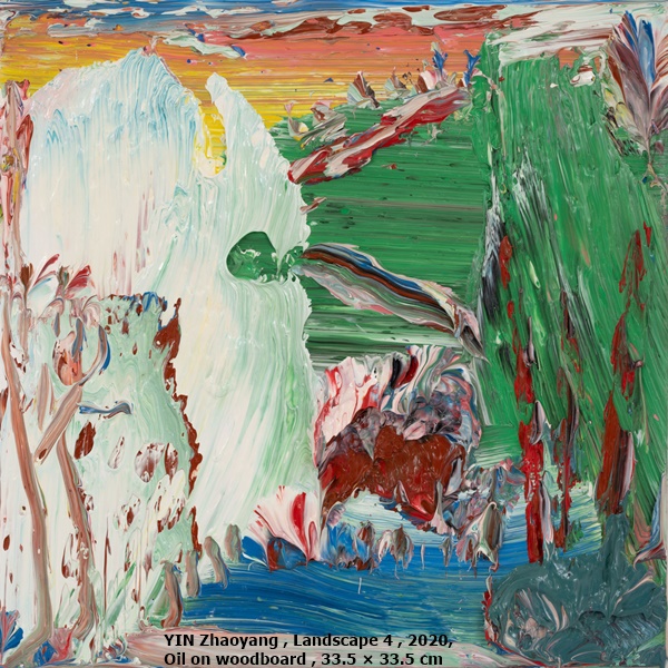 YIN Zhaoyang 尹朝阳, Landscape 4 江山小景 4, 2020, Oil on woodboard 木板油画, 33.5 × 33.5 cm