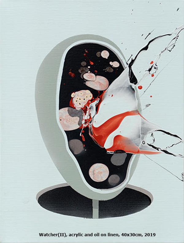 Watcher(II), acrylic and oil on linen, 40x30cm, 2019