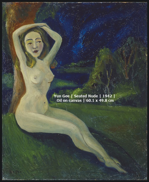 Yun Gee | 裸女坐像 Seated Nude | 1942 | 油彩．畫布 Oil on canvas | 60.1 x 49.8 cm
